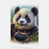 Adorable Panda Bären essen Bambus Acrylschild (Winkel)