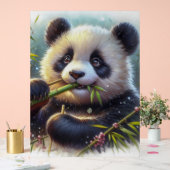 Adorable Panda Bären essen Bambus Acrylschild (Hochzeit)