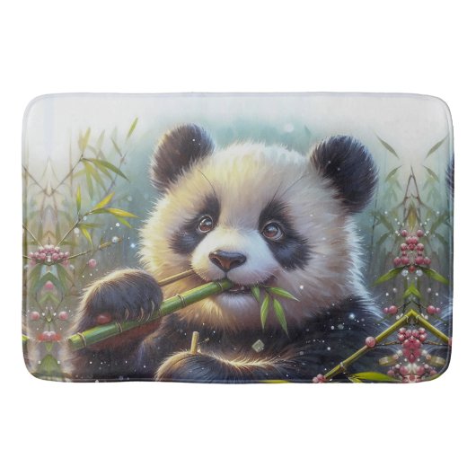 Adorable Panda Bären essen Bambus Badematte (Vorderseite)