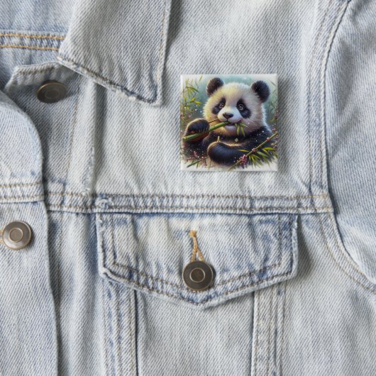 Adorable Panda Bären essen Bambus Button (Beispiel)