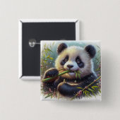 Adorable Panda Bären essen Bambus Button (Vorne & Hinten)