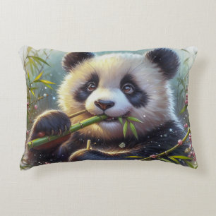 Adorable Panda Bären essen Bambus Dekokissen
