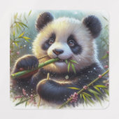 Adorable Panda Bären essen Bambus Etiketten (Design 1)