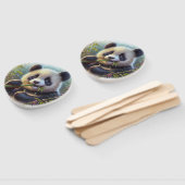 Adorable Panda Bären essen Bambus Fächer (Non-assembled)