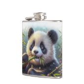 Adorable Panda Bären essen Bambus Flachmann (Links)