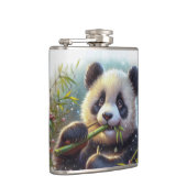 Adorable Panda Bären essen Bambus Flachmann (Rechts)