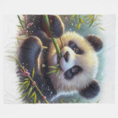 Adorable Panda Bären essen Bambus Fleecedecke (Vorderseite (Horizontal))