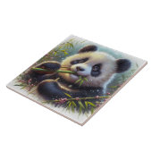 Adorable Panda Bären essen Bambus Fliese (Seite)