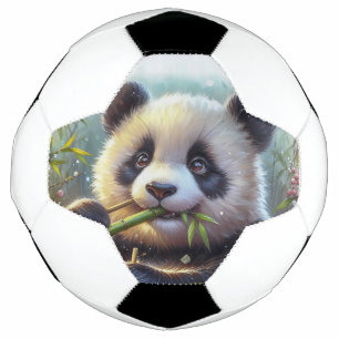 Adorable Panda Bären essen Bambus Fußball