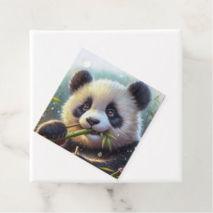 Adorable Panda Bären essen Bambus Geschenkanhänger