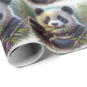 Adorable Panda Bären essen Bambus Geschenkpapier (Rolleneckpunkt)