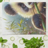 Adorable Panda Bären essen Bambus Geschirrtuch (Gefaltet)