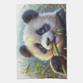 Adorable Panda Bären essen Bambus Geschirrtuch (Vertikal)