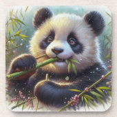 Adorable Panda Bären essen Bambus Getränkeuntersetzer (Vorderseite)