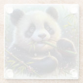 Adorable Panda Bären essen Bambus Glasuntersetzer (Rückseite)