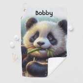 Adorable Panda Bären essen Bambus Golfhandtuch (Insitu)