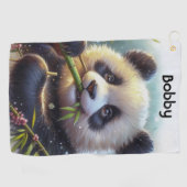 Adorable Panda Bären essen Bambus Golfhandtuch (Horizontal)