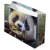 Adorable Panda Bären essen Bambus Große Geschenktüte (Vorderseite Schrägansicht)