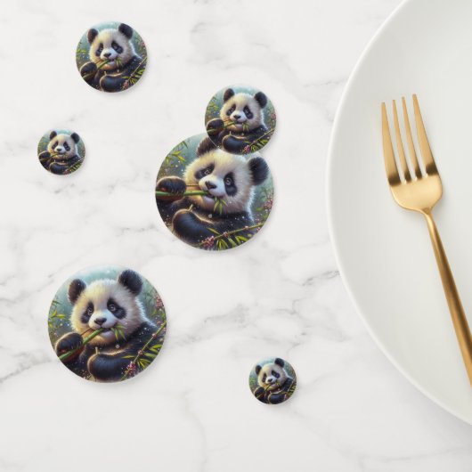 Adorable Panda Bären essen Bambus Konfetti (Gruppe)