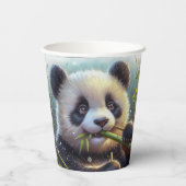 Adorable Panda Bären essen Bambus Pappbecher (Rückseite)