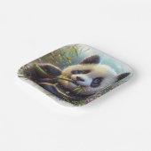 Adorable Panda Bären essen Bambus Pappteller (Gewinkelt)