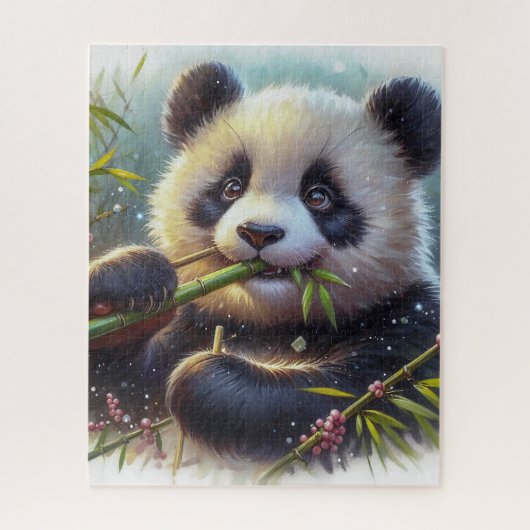 Adorable Panda Bären essen Bambus Puzzle (Vertikal)