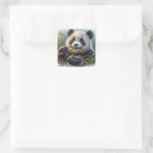 Adorable Panda Bären essen Bambus Quadratischer Aufkleber (Tasche)
