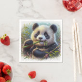 Adorable Panda Bären essen Bambus Serviette (Beispiel)