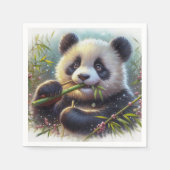 Adorable Panda Bären essen Bambus Serviette (Vorderseite)