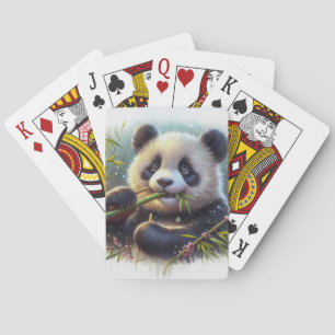 Adorable Panda Bären essen Bambus Spielkarten