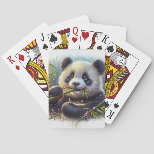 Adorable Panda Bären essen Bambus Spielkarten (Rückseite)