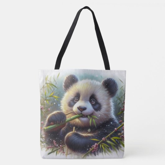 Adorable Panda Bären essen Bambus Tasche (Vorderseite)