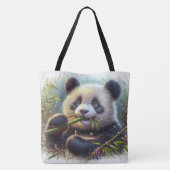 Adorable Panda Bären essen Bambus Tasche (Rückseite)