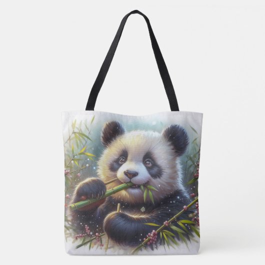 Adorable Panda Bären essen Bambus Tasche (Rückseite)