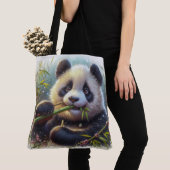 Adorable Panda Bären essen Bambus Tasche (Von Nahem)