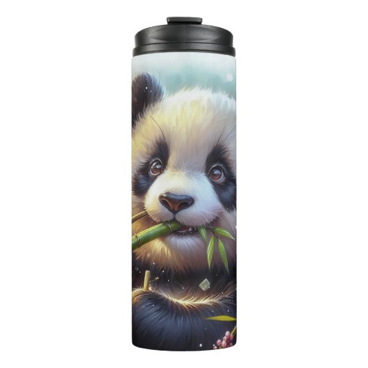 Adorable Panda Bären essen Bambus Thermosbecher (Vorderseite)