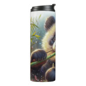 Adorable Panda Bären essen Bambus Thermosbecher (Nach links gedreht)