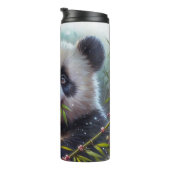 Adorable Panda Bären essen Bambus Thermosbecher (Nach rechts gedreht)