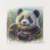 Adorable Panda Bären essen Bambus Wandteppich (Vorderseite)