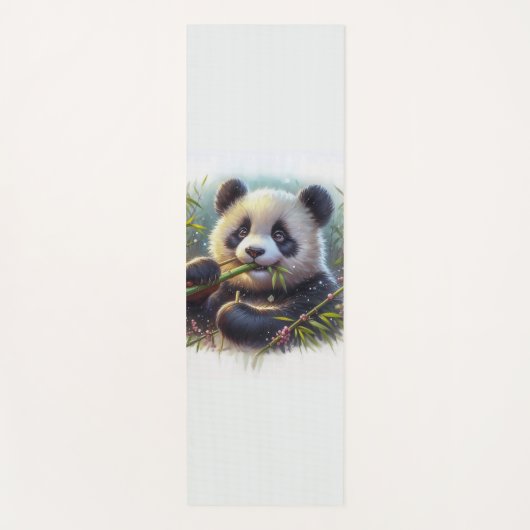 Adorable Panda Bären essen Bambus Yogamatte (Vorderseite)
