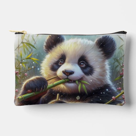 Adorable Panda Bären essen Bambus Zubehörtasche (Vorderseite)
