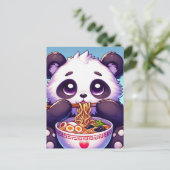 Adorable Panda Bären essen Nudeln Postkarte (Stehend Vorderseite)