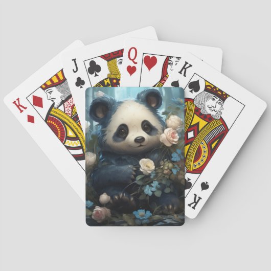 Adorable Panda Bären und Blume Spielkarten (Rückseite)