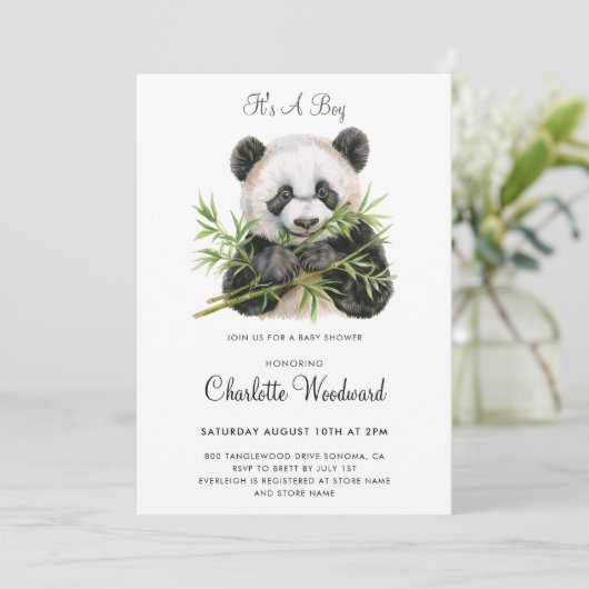 Adorable Panda Bärenjunge Babydusche Einladung (Stehend Vorderseite)
