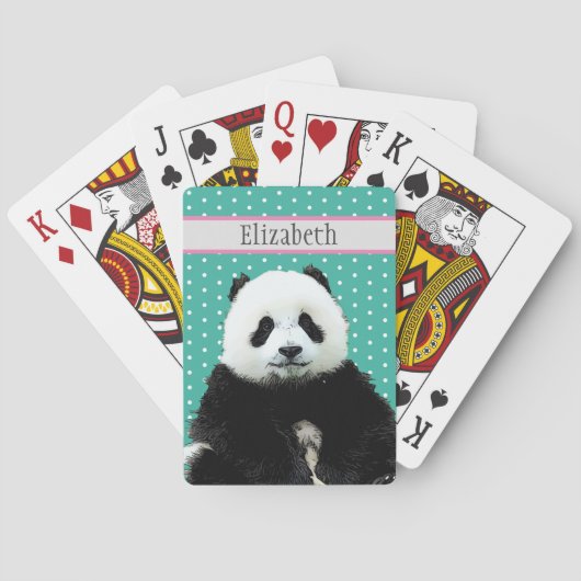 Adorable Panda Bear Aquamarin Name Tier Kid's Spielkarten (Rückseite)