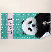 Adorable Panda Bear Aquamarin Name Tier Kid's Strandtuch (Vorderseite)
