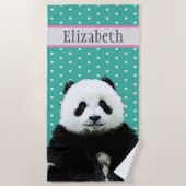 Adorable Panda Bear Aquamarin Name Tier Kid's Strandtuch (Vorderseite)