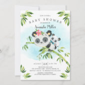 Adorable Panda Bear Boys Babydusche Einladung (Vorderseite)