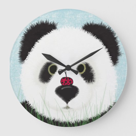 Adorable Panda Bear Große Wanduhr (Vorderseite)