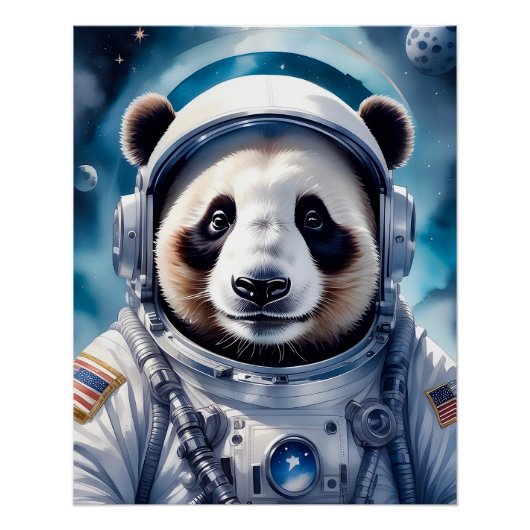 Adorable Panda Bear im Astronauten Anzug Weltraum Poster (Vorderseite)